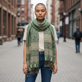 Eleganter Schal 215x105 grün dünn Damen Herren Schal