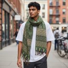 Eleganter Schal 215x105 grün dünn Damen Herren Schal