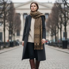 Eleganter Schal dunkelgrün 215x105 dünner Damen Tuch