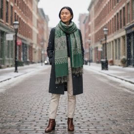 Orientalischer Schal 215x105 grün Baumwolle Schal
