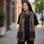 Großer Schal 215x105 groß braun-blau Damenschal