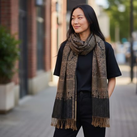 Großer Schal 215x105 groß braun-blau Damenschal