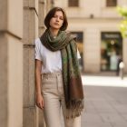 Damen Stola 215x105 grün-braun eleganter Damenschal