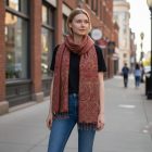 Schal rot 215x105 großer Damenschal aus Baumwolle