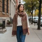 Orientalischer Schal braun 215x105 Baumwolle Tuch