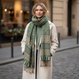   Großer Schal grün 215x105 großes Tuch für Damen und Herren