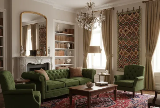 Kilim Läufer an der Wand aufgehängt